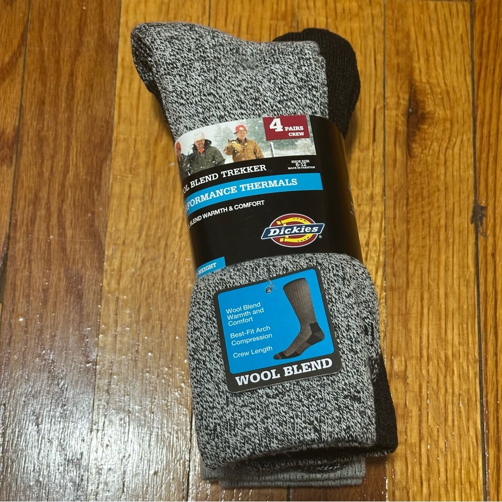 Dickies Wool Blend Trekker Thermals Mens Crew Length Socks Outdoors 4 Pairs New